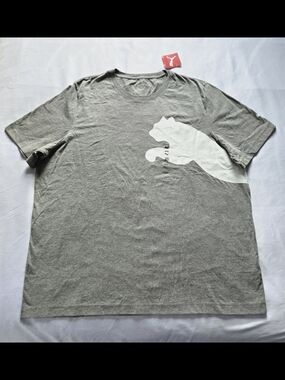 NWT Puma Gray Short Sleeve Tee with White Puma Logo 3XL